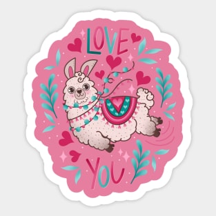 Love llama valentine Sticker